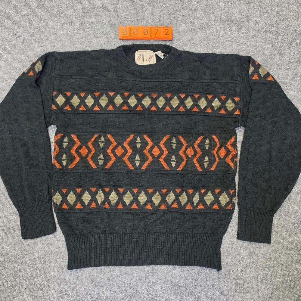 Apparel Workshop Black Orange and Brown knitted Acrylic sweater Size M
